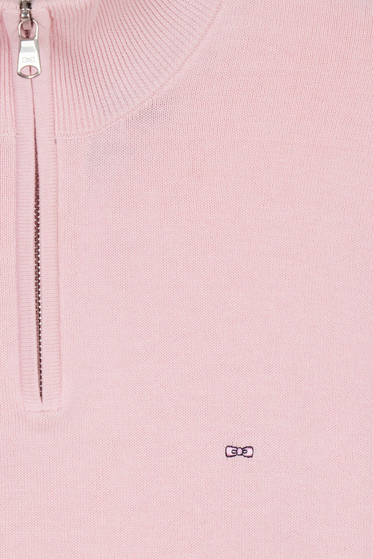 Pull col camionneur en coton rose coupe droite