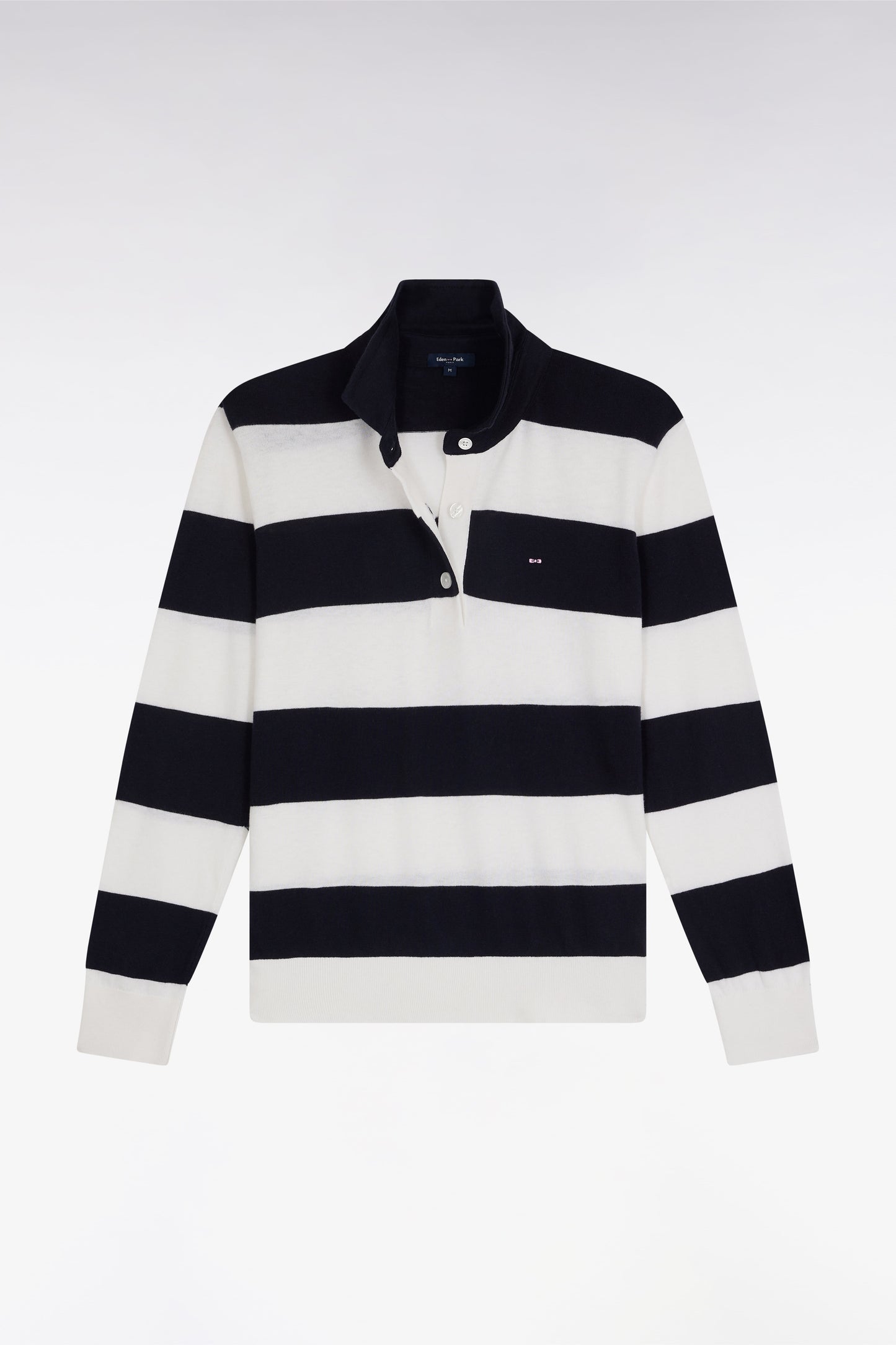 Pull cerclé à col maillot en coton biologique et cachemire marine coupe décontractée