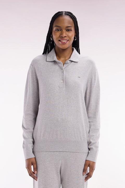 Pull à col maillot en coton biologique et cachemire gris coupe décontractée - Image 3