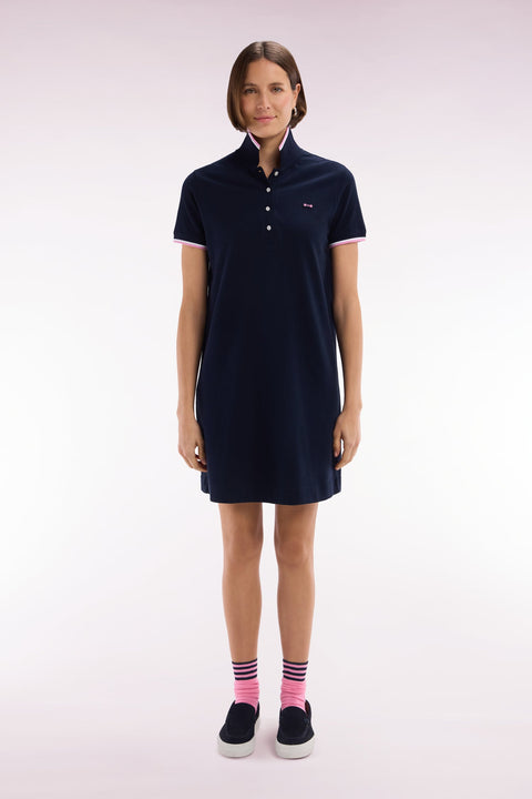 Robe maillot en coton marine à détails tricolores - Image 3