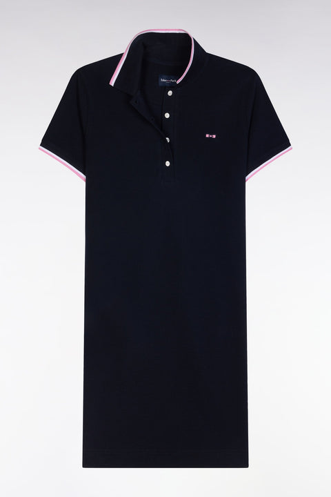 Robe maillot en coton marine à détails tricolores - Image 2