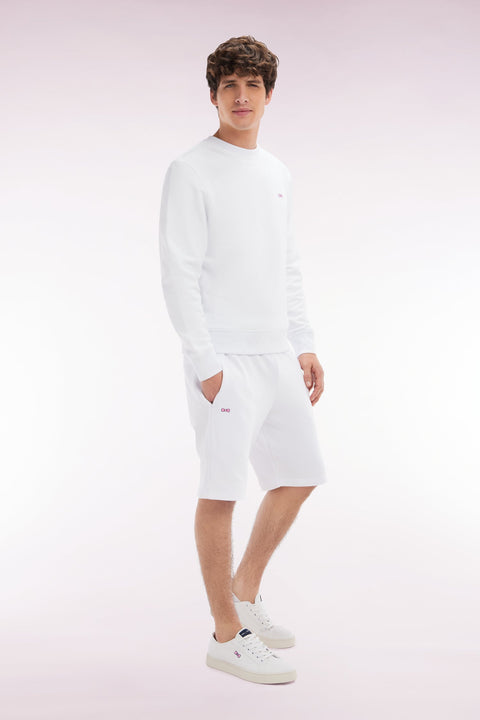 Short en molleton coton blanc coupe droite - Image 3