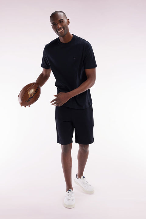 Short en molleton coton noir coupe droite - Image 3