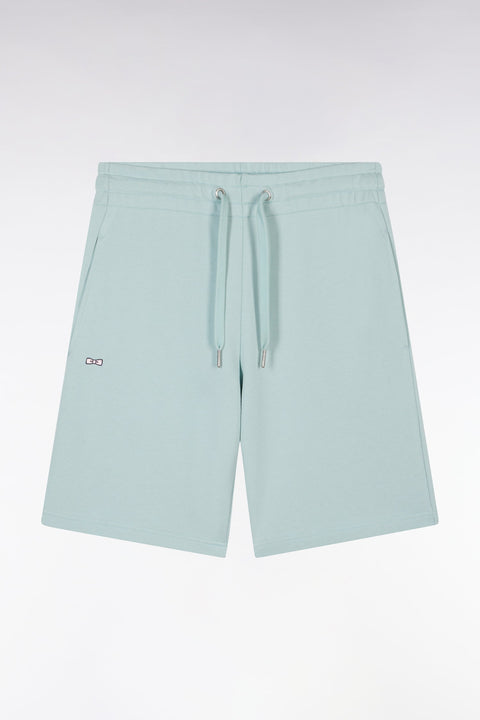 Short en molleton coton vert d'eau coupe droite - Image 2