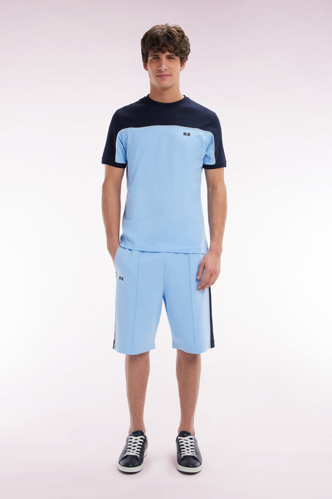 Short de jogging en coton interlock ciel coupe droite - Image 1