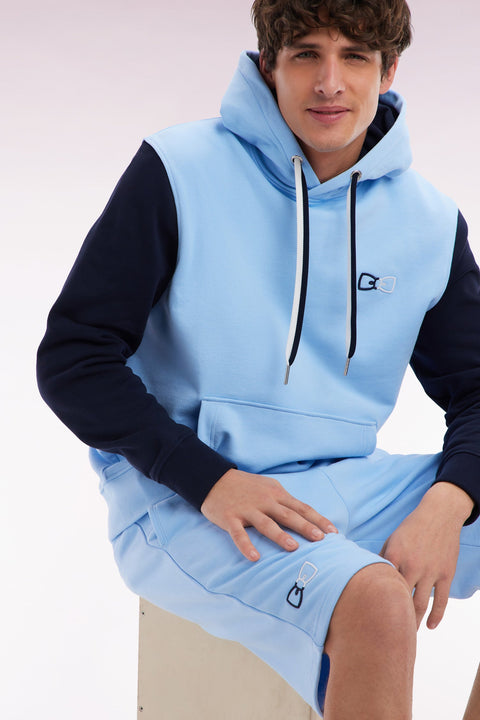 Short de jogging en coton interlock ciel coupe droite - Image 3