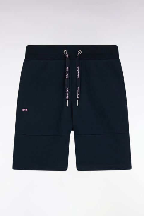 Short en molleton coton marine détails roses coupe décontractée - Image 1
