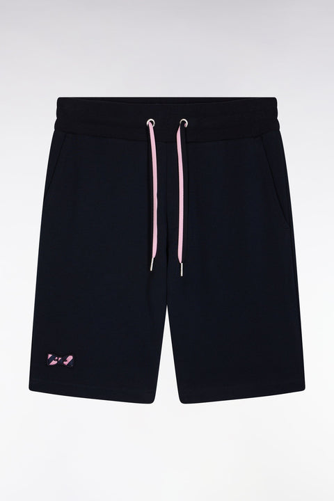 Short en molleton coton marine nœud papillon cerclé coupe décontractée - Image 2