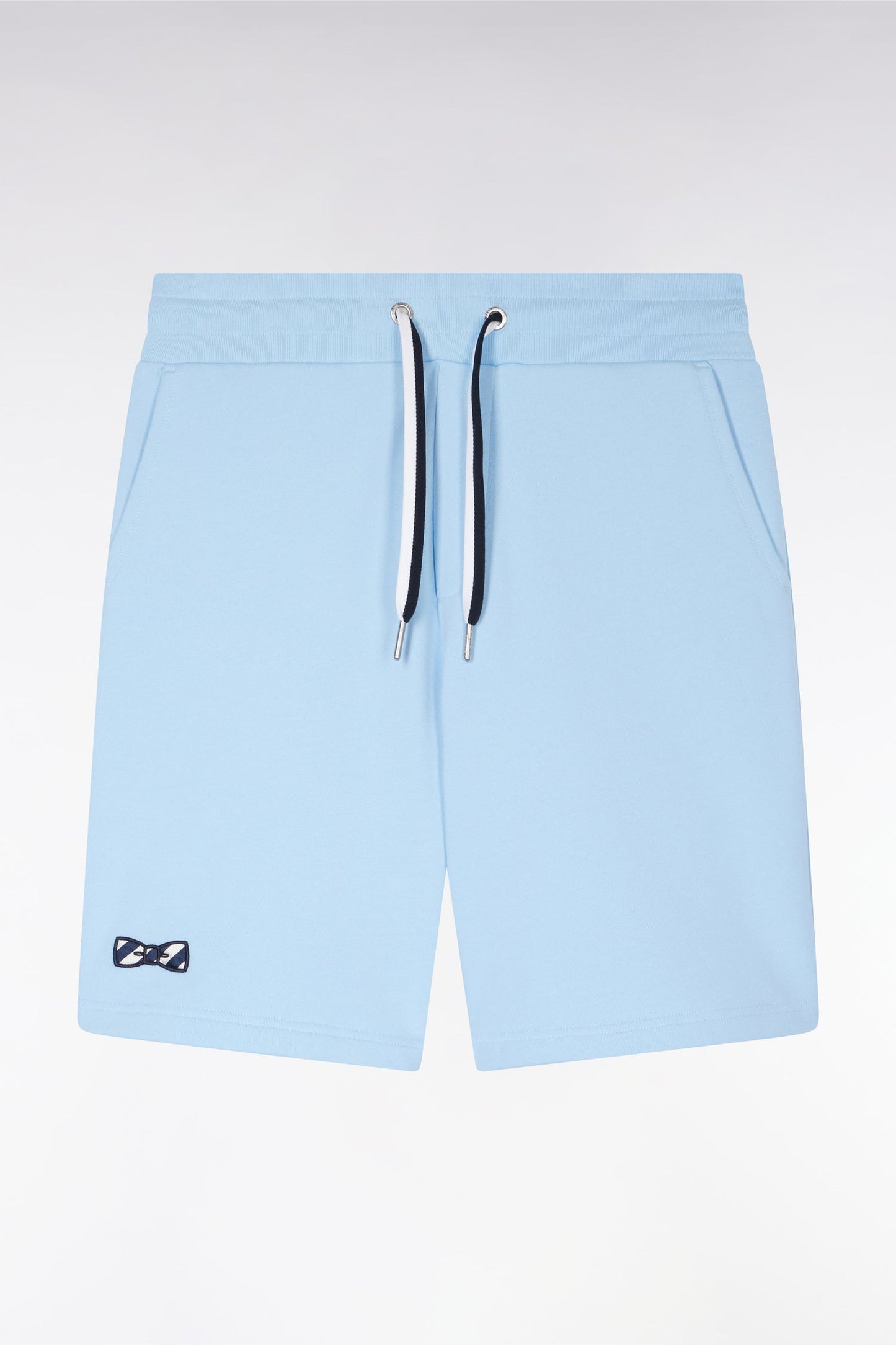 Short en molleton coton ciel nœud papillon cerclé coupe décontractée