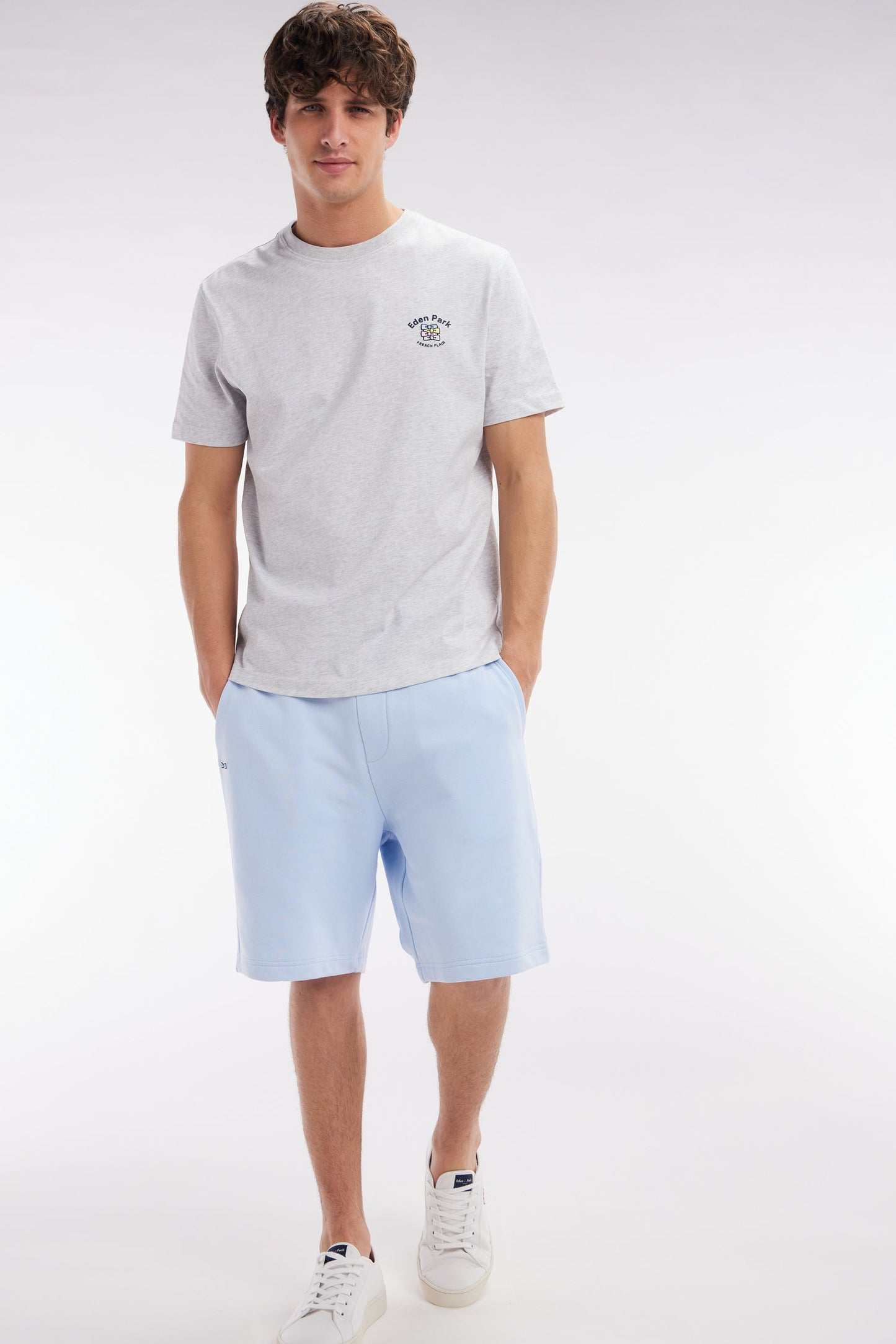 Short en molleton coton ciel coupe décontractée