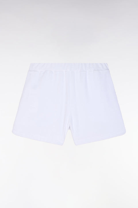 Short en molleton coton mélangé blanc coupe droite - Image 2