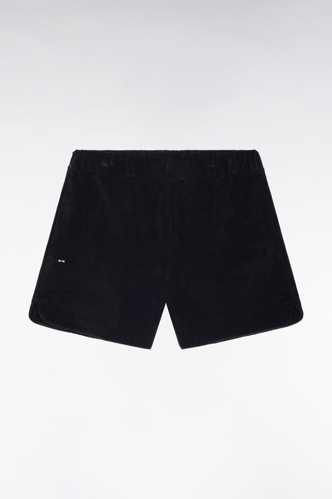 Short en molleton coton mélangé marine coupe droite - Image 2