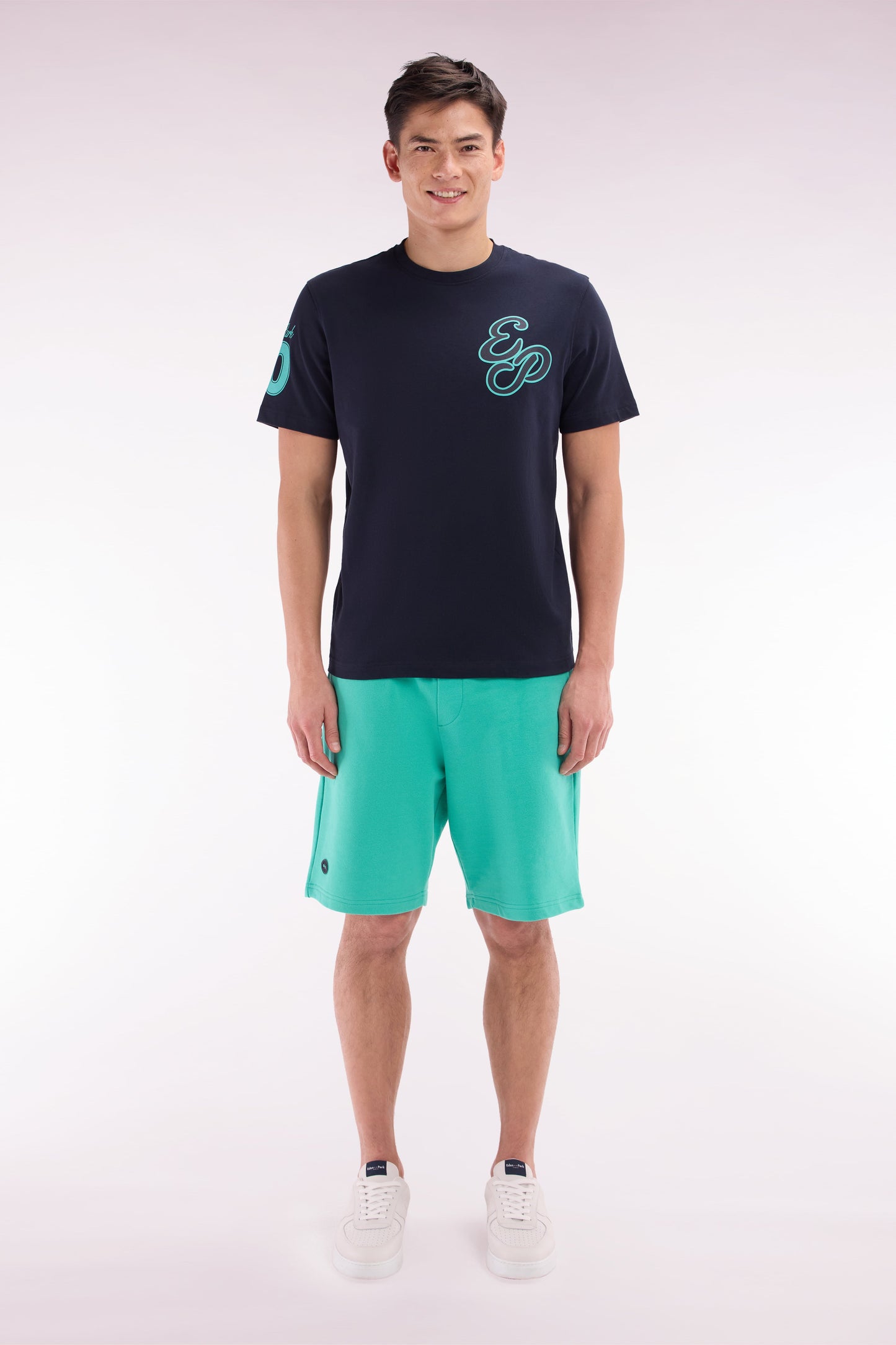 Short en molleton coton vert coupe décontractée