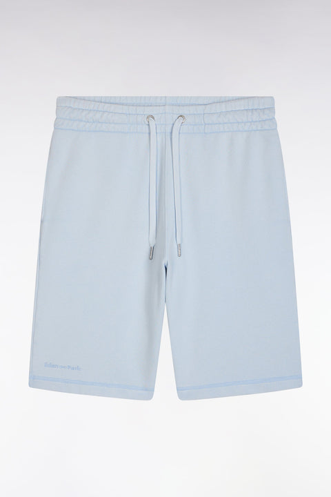 Short en molleton coton bleu ciel coupe décontractée - Image 2
