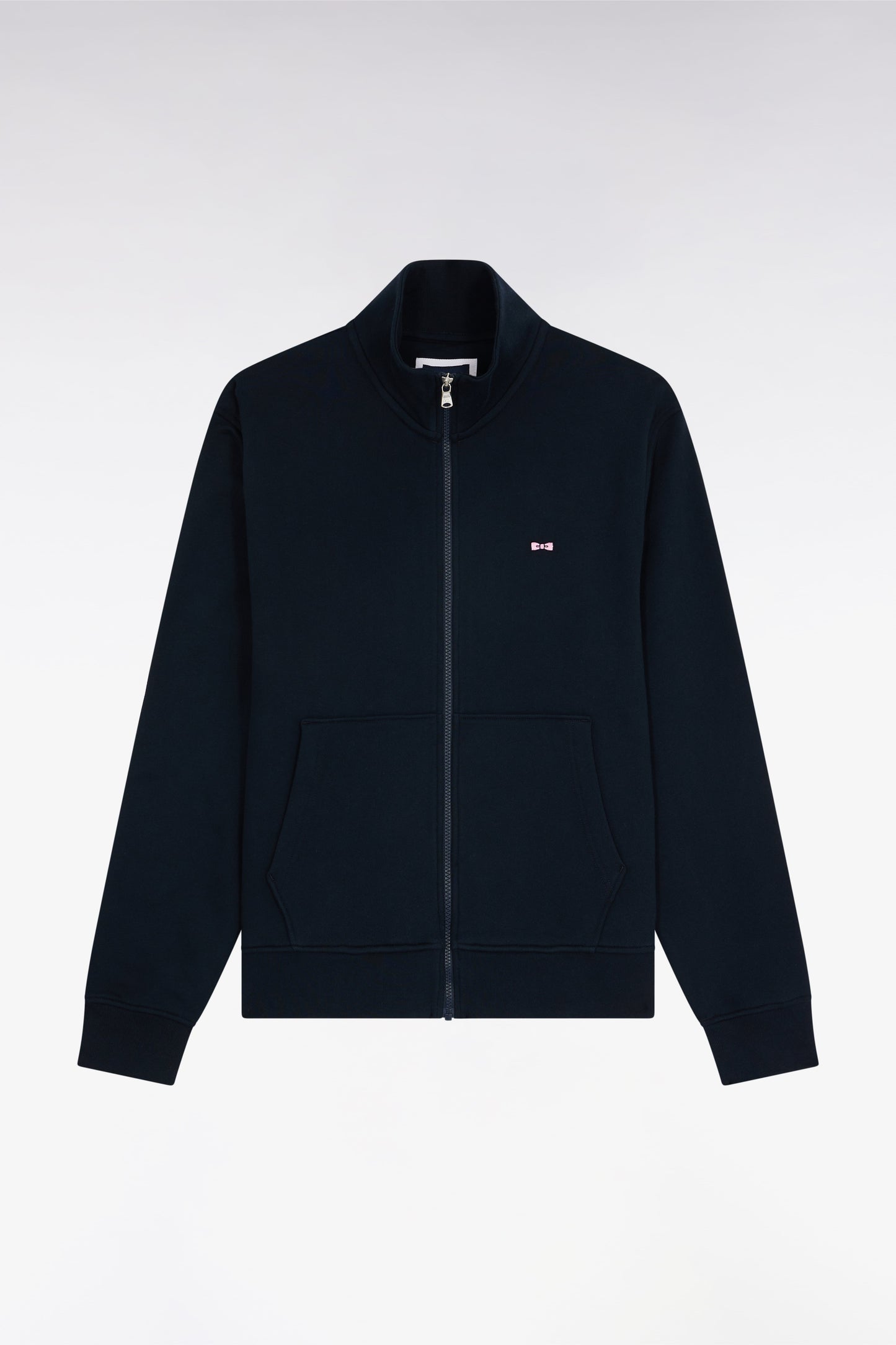 Sweatshirt zippé en coton marine coupe droite