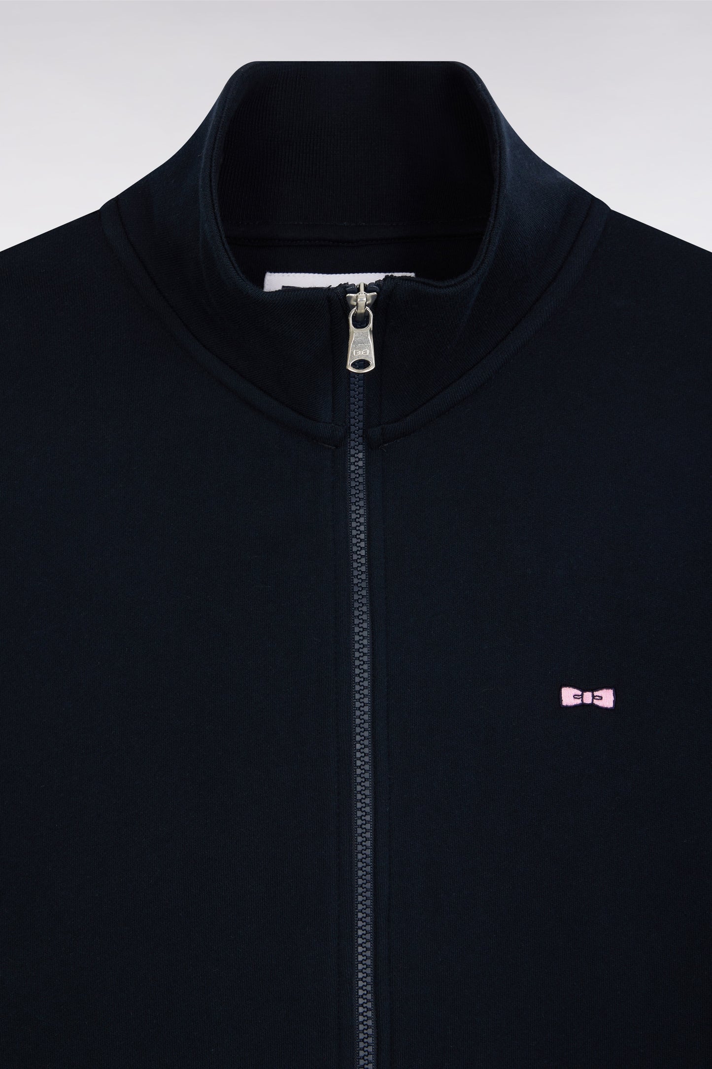 Sweatshirt zippé en coton marine coupe droite