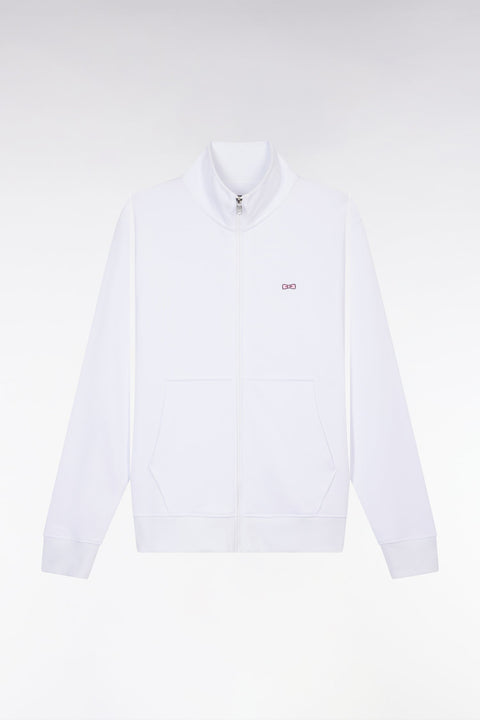Sweatshirt zippé en coton blanc coupe droite - Image 2