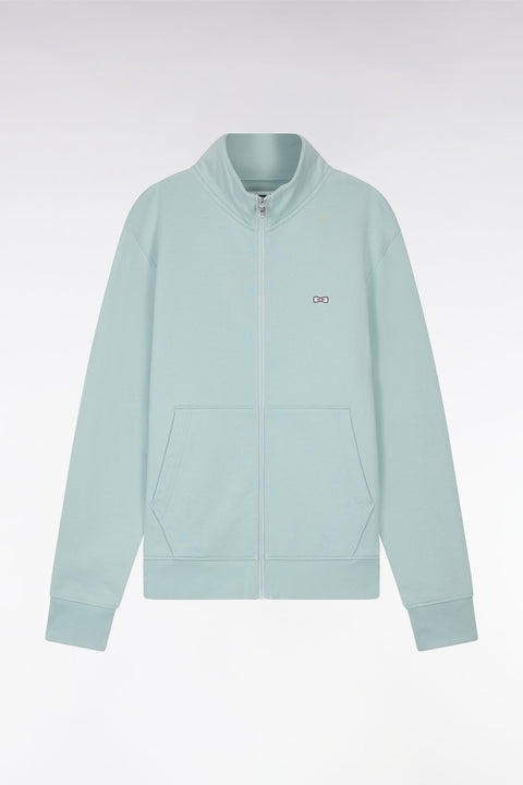 Sweatshirt zippé en coton vert d'eau coupe droite - Image 2