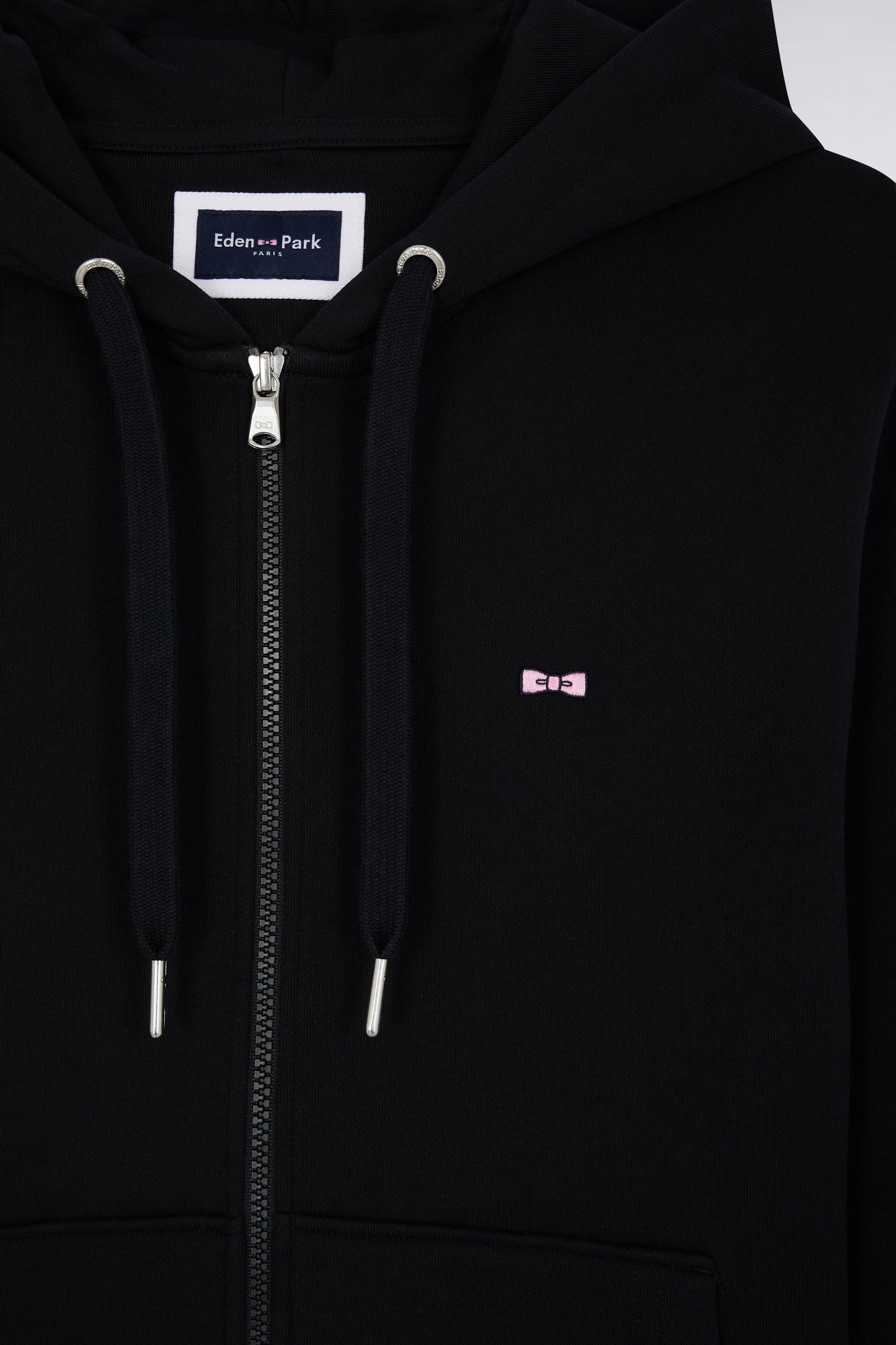 Sweatshirt zippé en molleton coton noir coupe droite