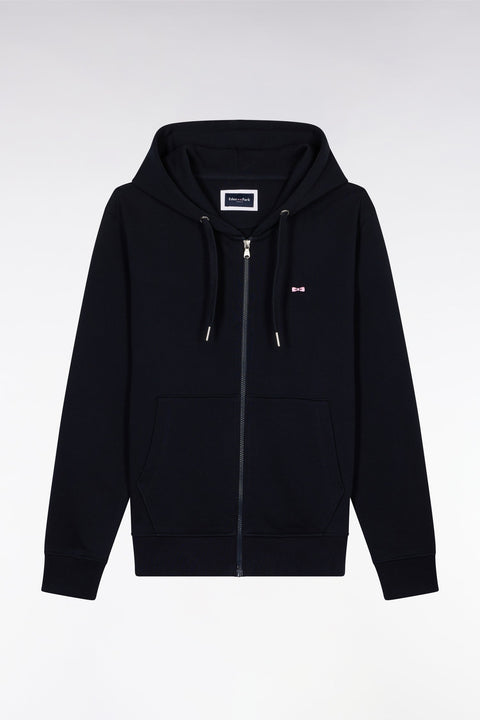 Sweatshirt zippé en molleton coton marine coupe droite - Image 2