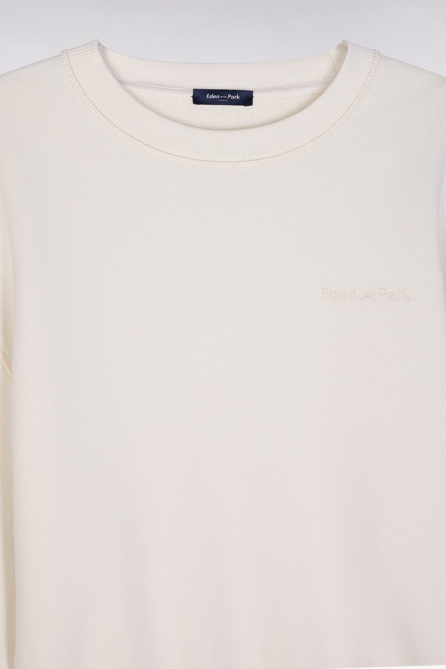 Sweatshirt en coton beige coupe décontractée courte