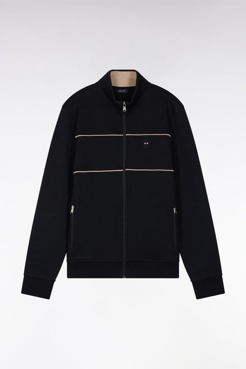 Sweatshirt zippé à col montant en coton mélangé noir - Image 2