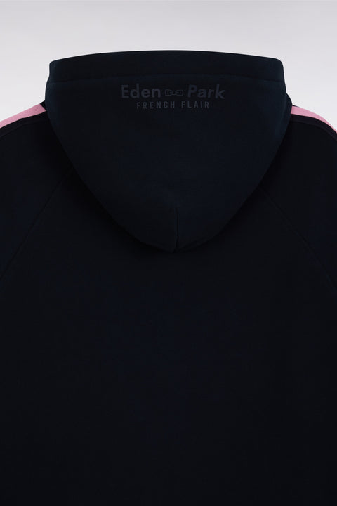 Sweatshirt à capuche en coton marine et rose coupe décontractée - Image 2