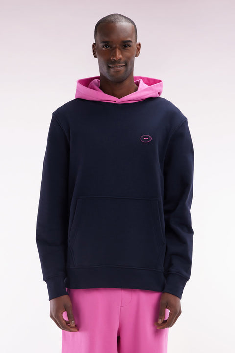 Sweatshirt en molleton coton bicolore rose coupe décontractée - Image 1