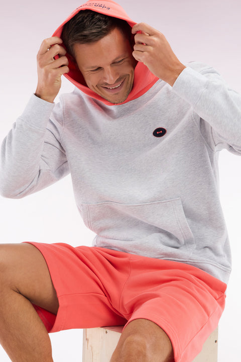 Sweatshirt en molleton coton bicolore corail coupe décontractée - Image 3