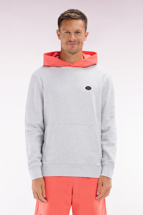 Sweatshirt en molleton coton bicolore corail coupe décontractée - Image 1