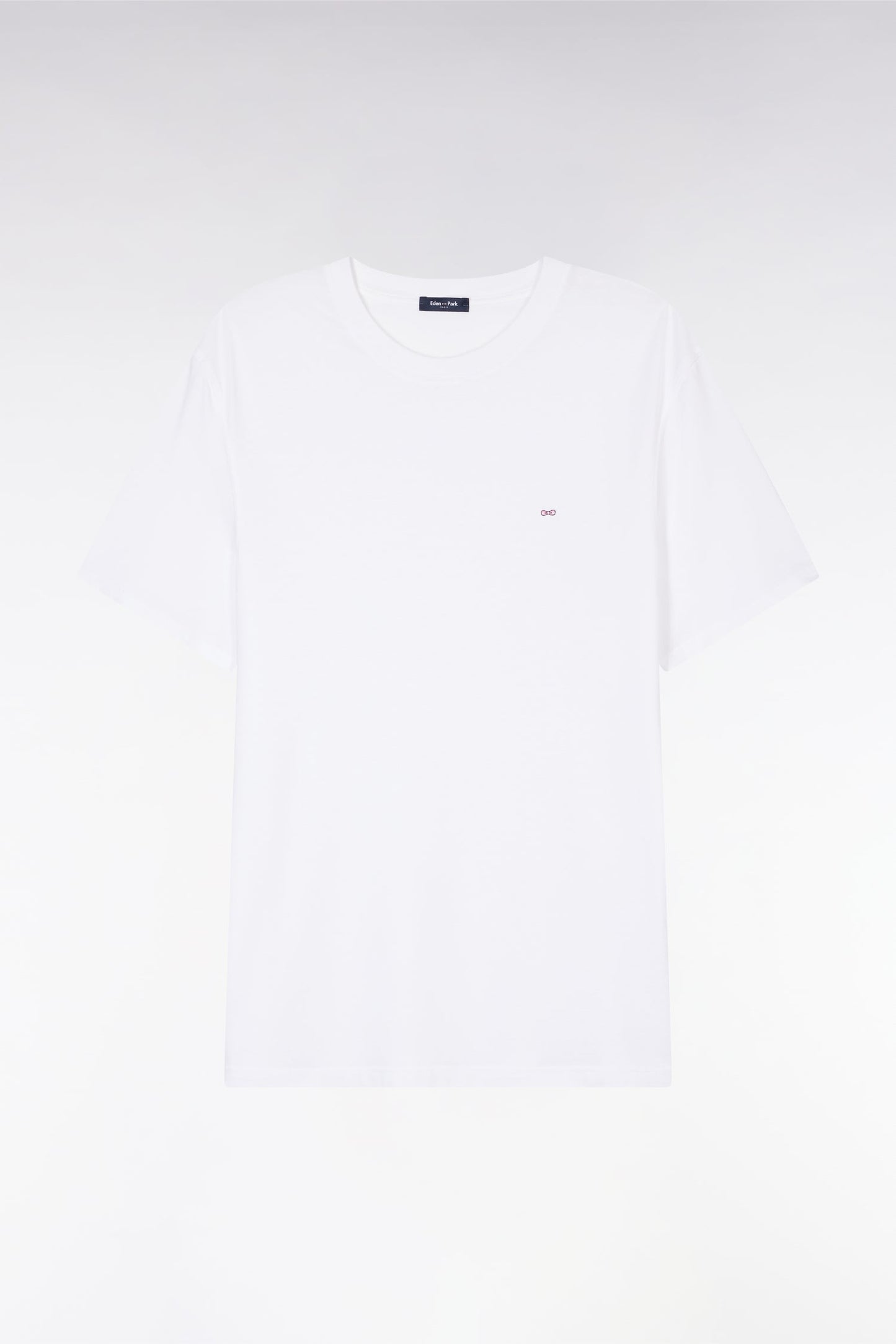 T-shirt blanc uni en lyocell et coton coupe droite