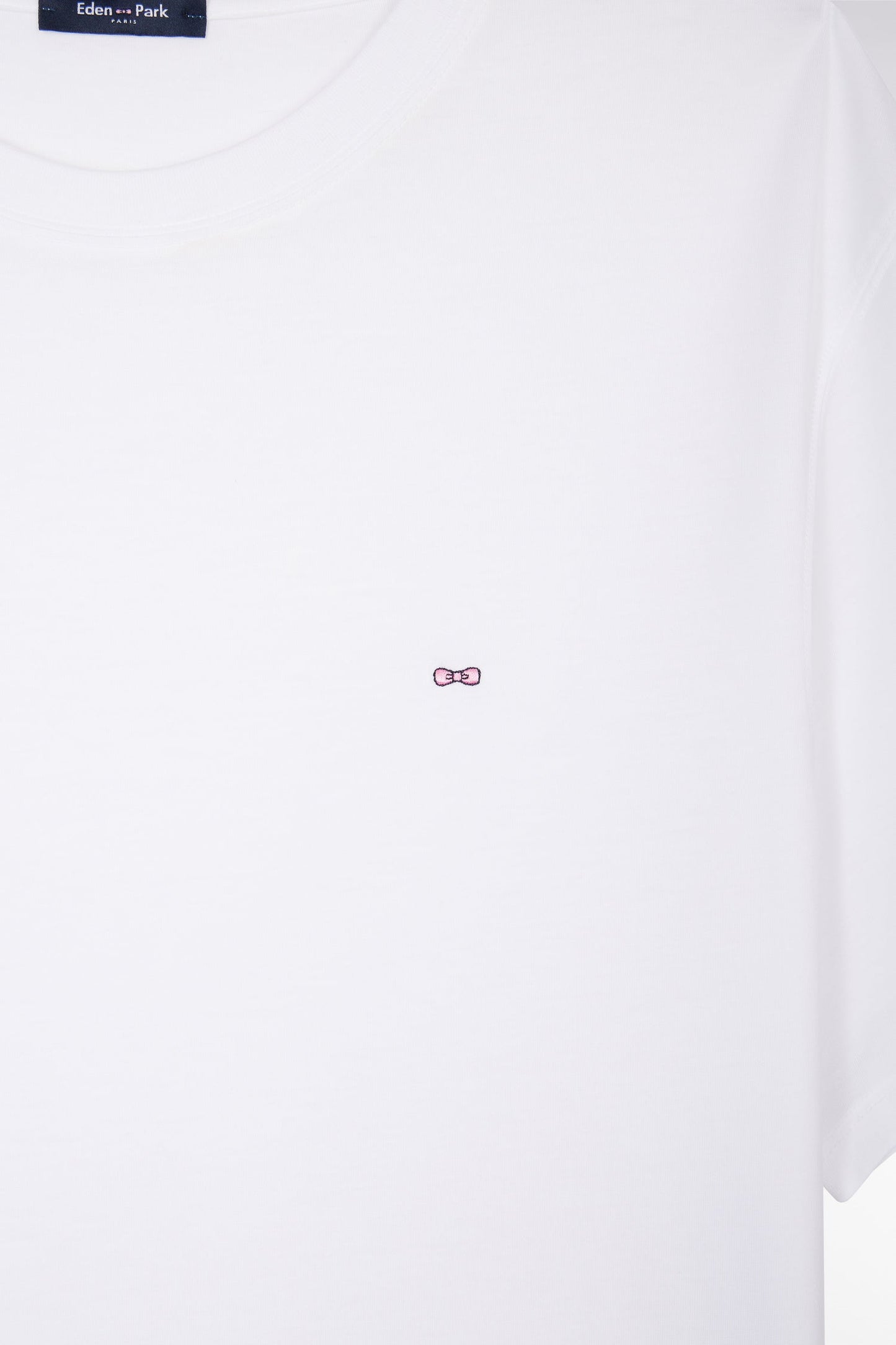 T-shirt blanc uni en lyocell et coton coupe droite