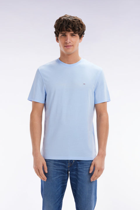 T-shirt ciel uni en lyocell et coton coupe droite - Image 1