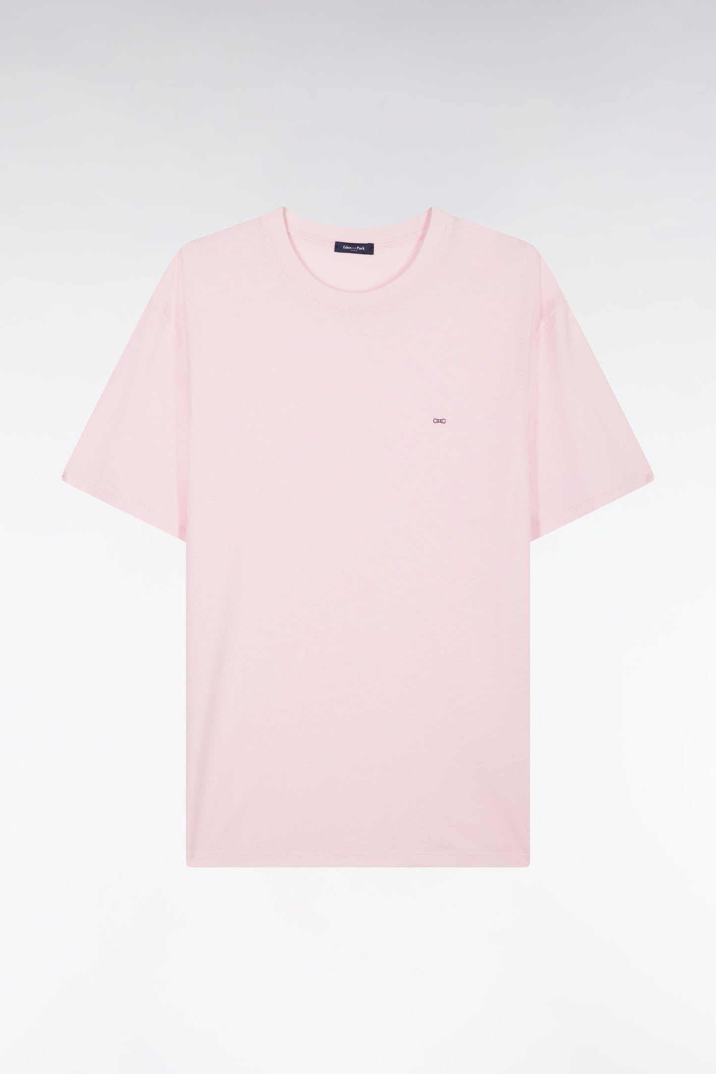 T-shirt rose uni en lyocell et coton coupe droite