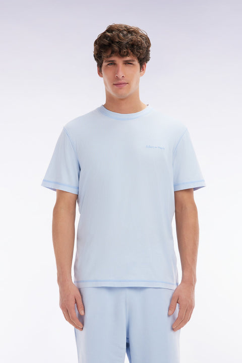 T-shirt en coton ciel surteint coupe décontractée - Image 1
