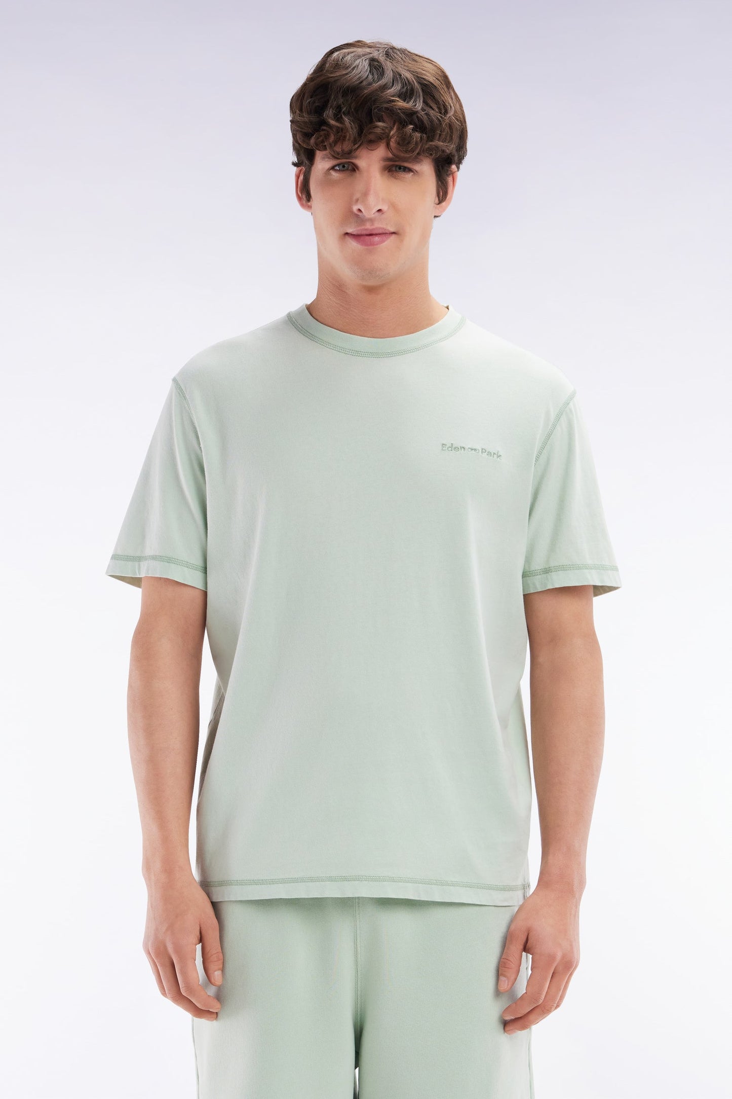 T-shirt en jersey de coton vert surteint coupe décontractée