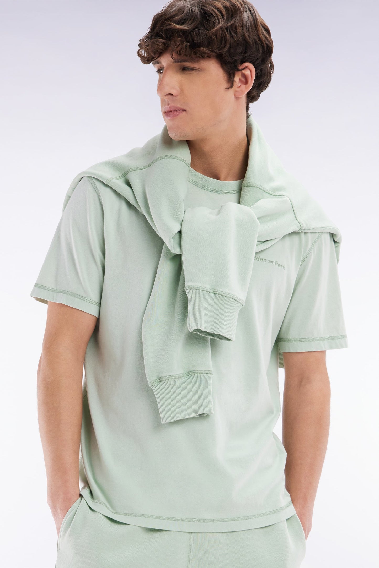T-shirt en jersey de coton vert surteint coupe décontractée