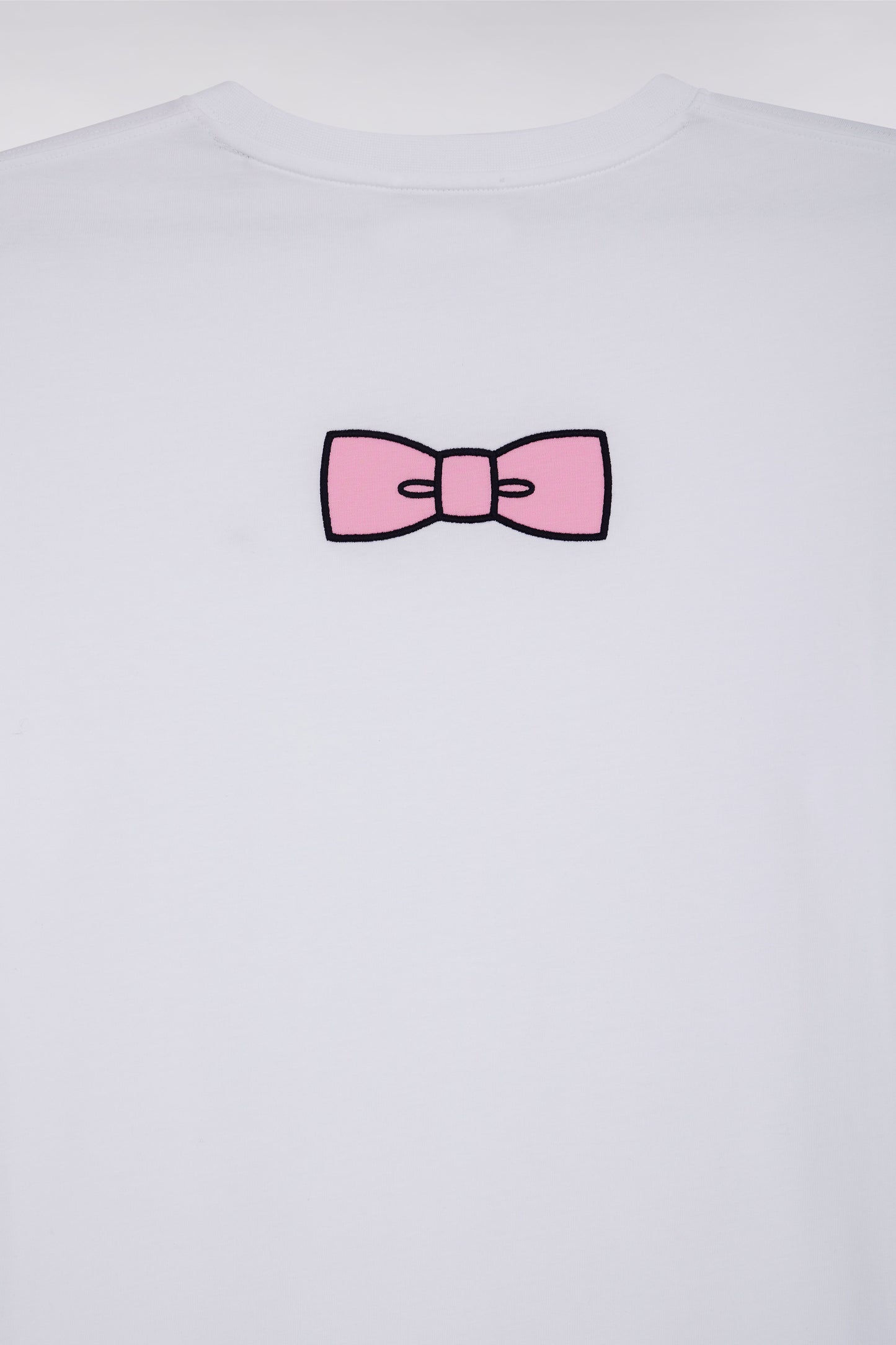 T-shirt en coton Pima blanc broderie dos coupe droite