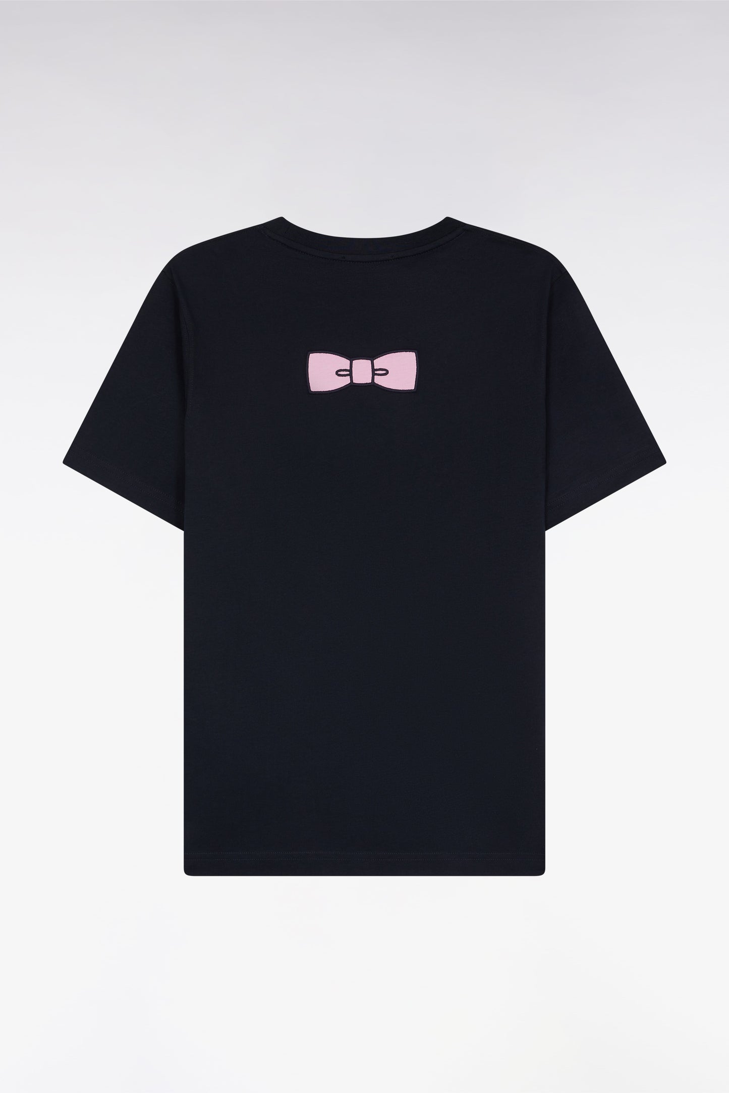 T-shirt en coton Pima marine broderie dos coupe droite