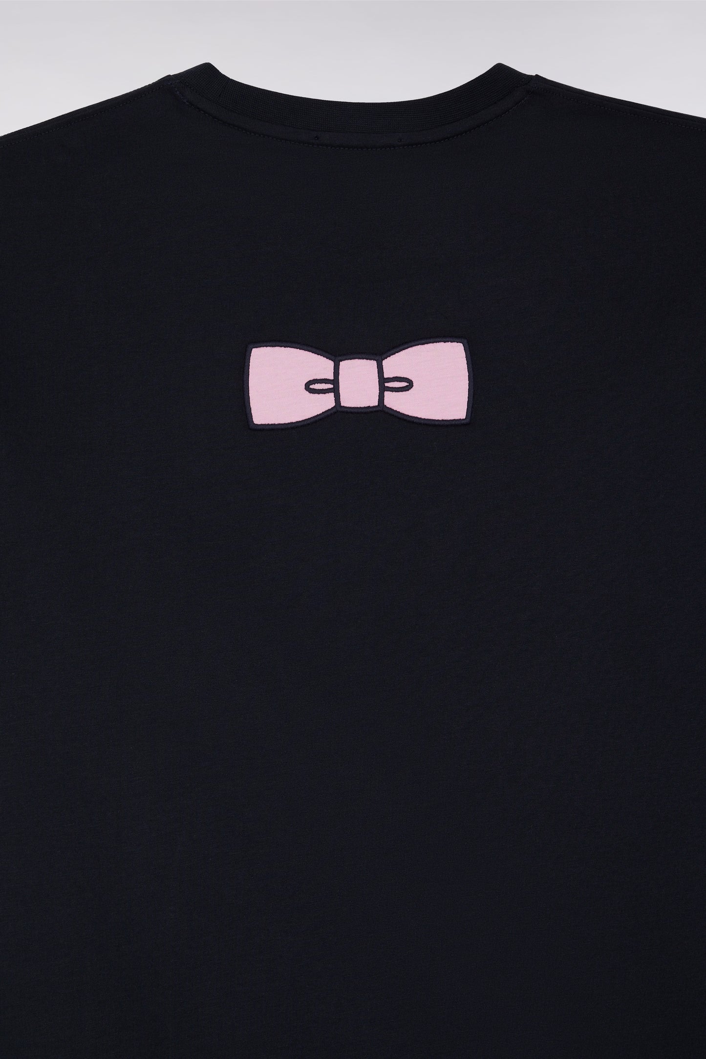 T-shirt en coton Pima marine broderie dos coupe droite