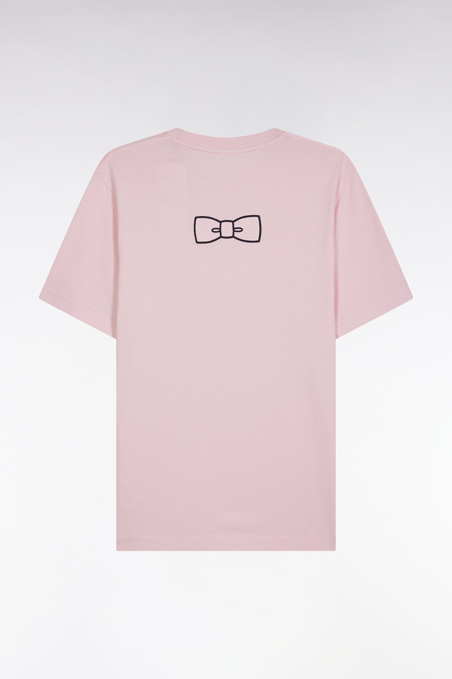 T-shirt en coton Pima rose pâle broderie dos coupe droite