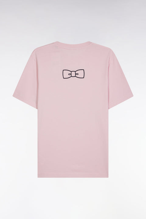 T-shirt en coton Pima rose pâle broderie dos coupe droite - Image 2