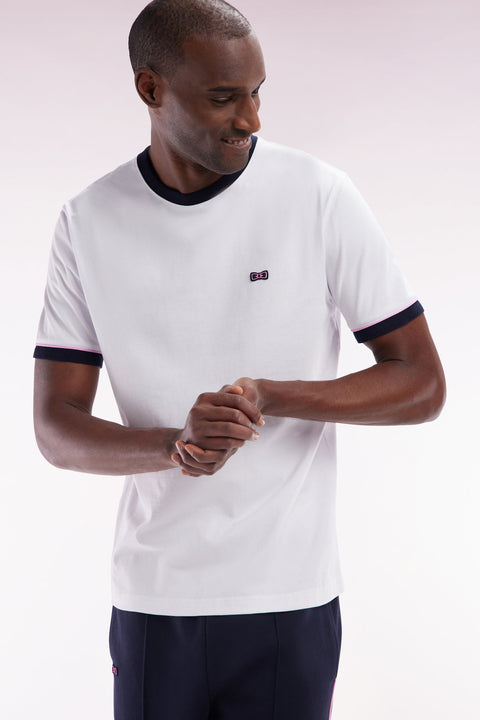 T-shirt en coton blanc broderie et badge nœud papillon coupe droite - Image 2