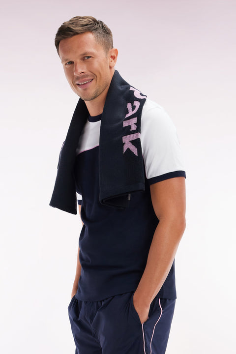 T-shirt en jersey de coton bicolore marine coupe droite - Image 3