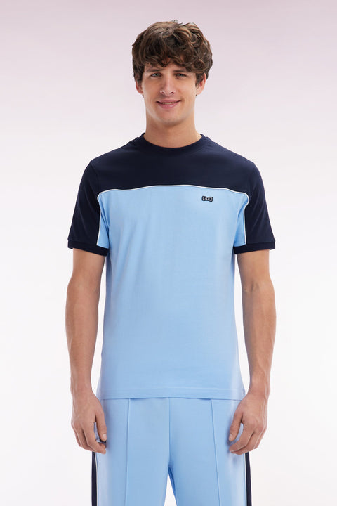 T-shirt en jersey de coton bicolore ciel coupe droite - Image 1