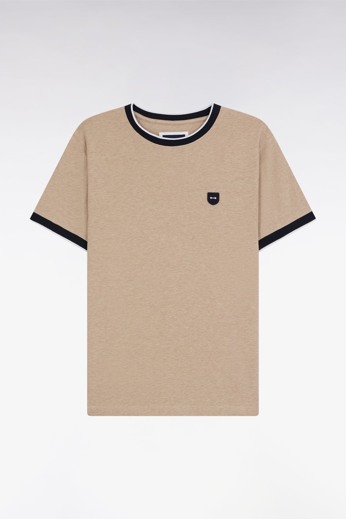 T-shirt en coton stretch beige coupe ajustée