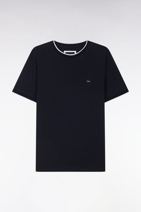T-shirt en coton stretch marine coupe ajustée - Image 2
