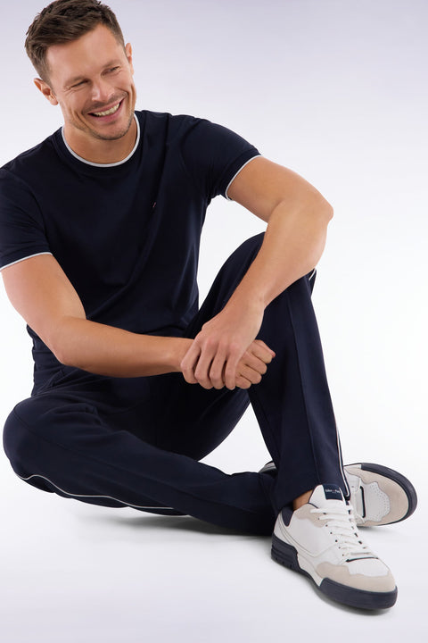 T-shirt en coton stretch marine coupe ajustée - Image 3
