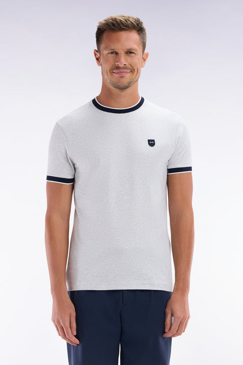 T-shirt en coton stretch gris coupe ajustée - Image 1
