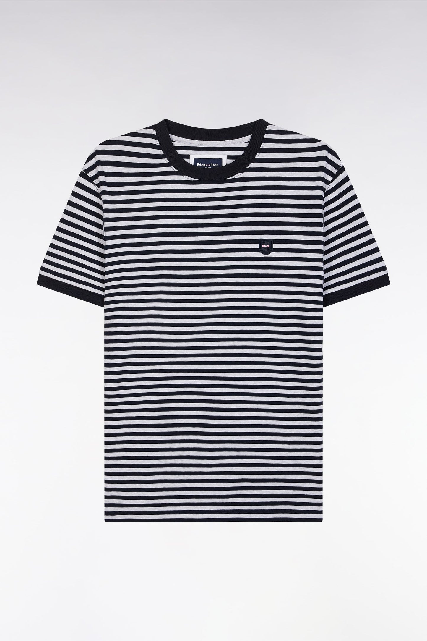 T-shirt en coton stretch rayé marine coupe ajustée
